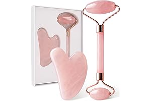 BeautyBio Rose Quartz Face Roller, Gua Sha Facial Tool Set