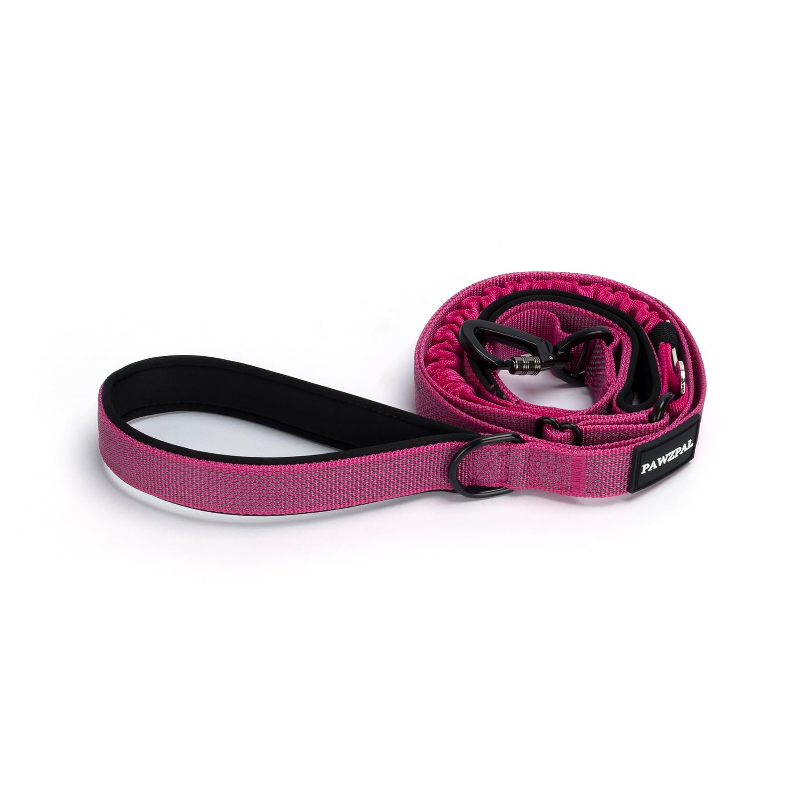 Verstellbare Hundeleine, 1,2 - 1,8 m – Starlight reflektierend, stoßdämpfender Bungee, robuster Karabiner, doppelt gepolsterte Griffe, Sicherheitsgurtclip für Training, Spaziergänge und