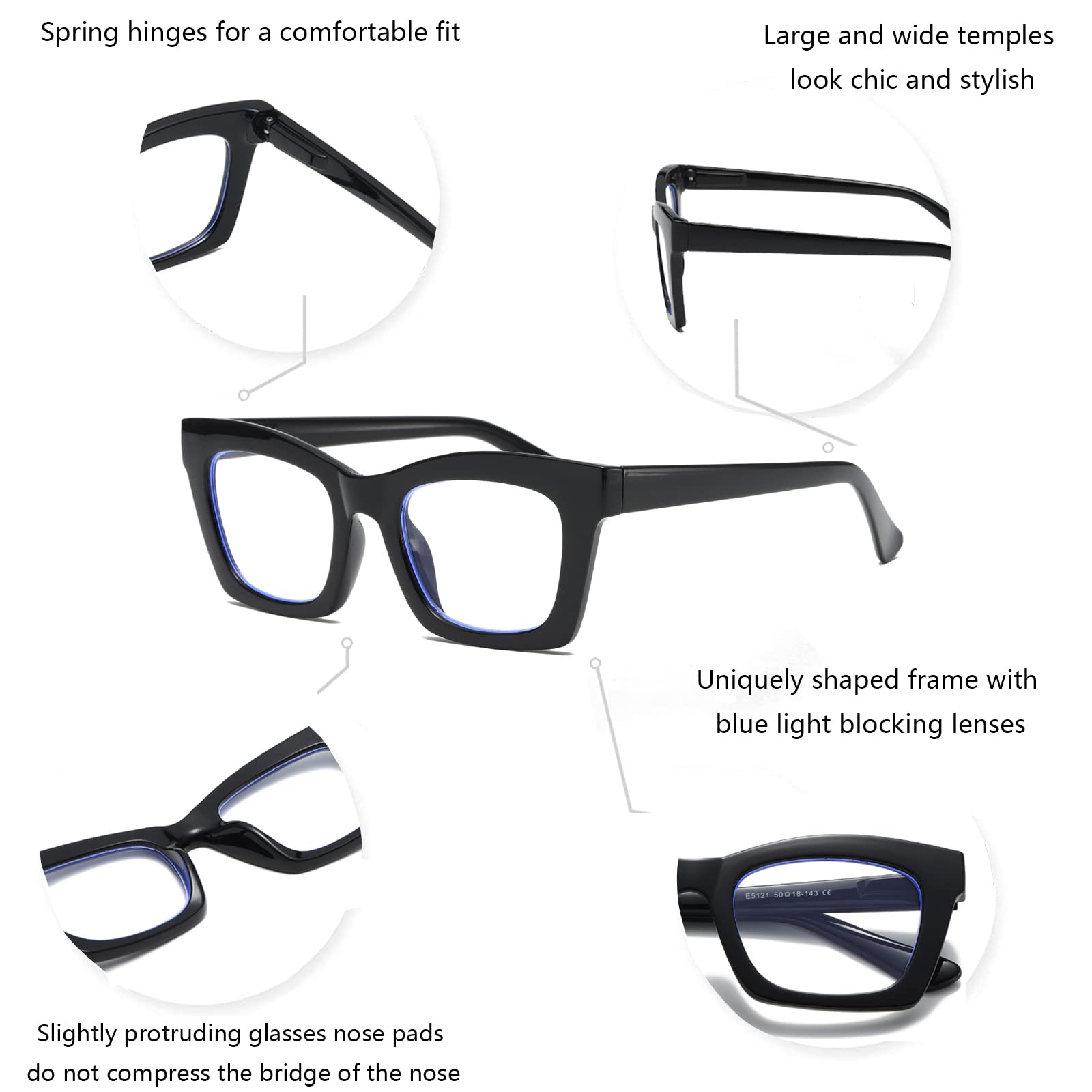 Hubeye 2 Pacco Occhiali Anti Luce Blu da Donna Rettangolari Retrò alla moda Occhiali per computer con la Custodia in tessuto