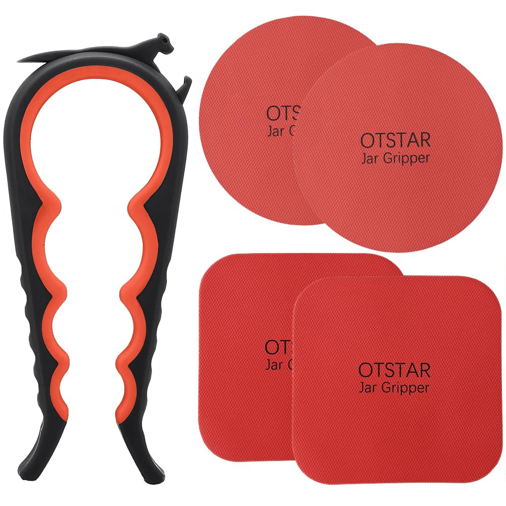 Otstar Jar Opener with Gripper Pads for Weak Hands, Seniors with Arthritis