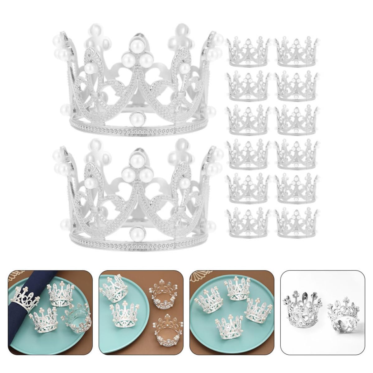 12 Pezzi Anello Portatovagliolo Corona Argento in Lega di Zinco | Decorazione Leggera per Tavola, Stile Delicato, per Festa di San Valentino e Apparecchiatura Elegante