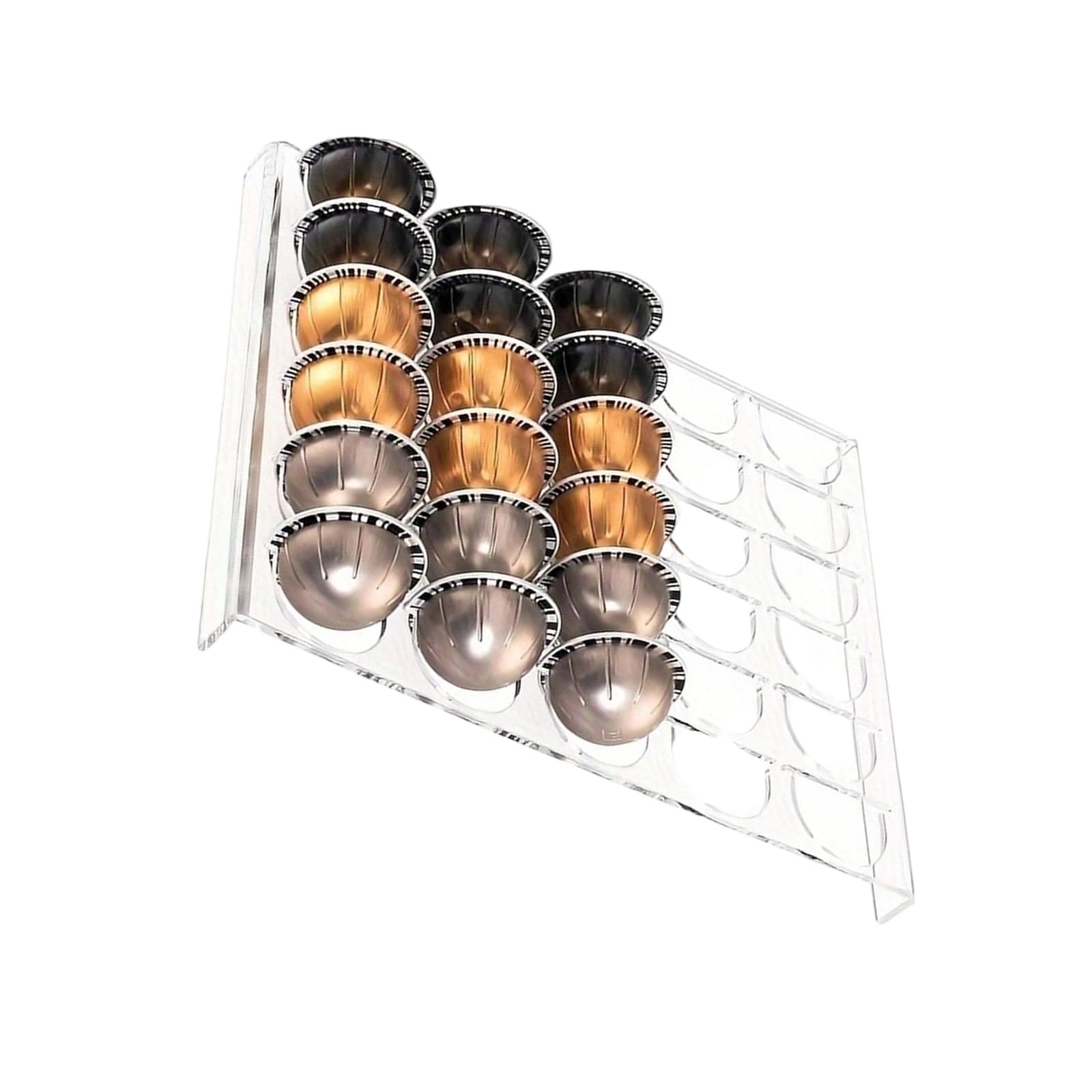 Hsioluted Space-Saving Coffee Pods Storage Tray, Clear Acrylic Holder with Quick-Clean Features for Compact Countertop Stability Sturdy Acrylic Coffee Pods Holder