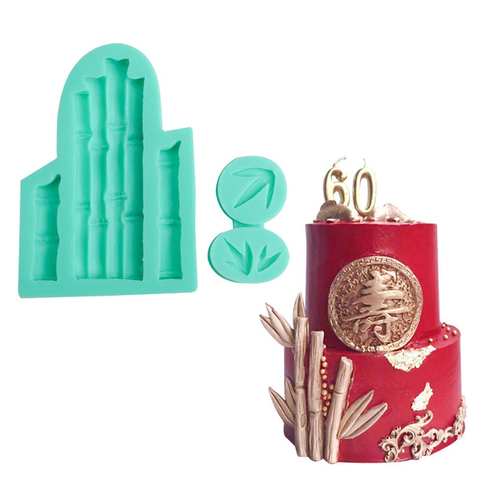 S-Trouble Green Bamboo & Leaves Mould Silicone Mold Fondant Cake Decorating Tool Gumpaste Sugarcraft Chocolate Forms Bakeware