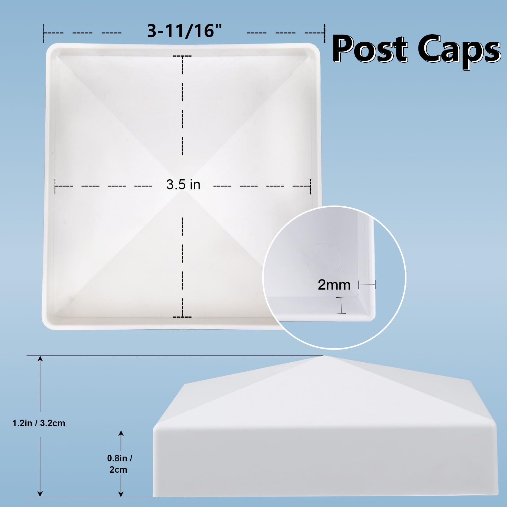 Snapklik.com : RECTOO (10 Pack) 3.5 X 3.5 Vinyl Pyramid Style Fence ...