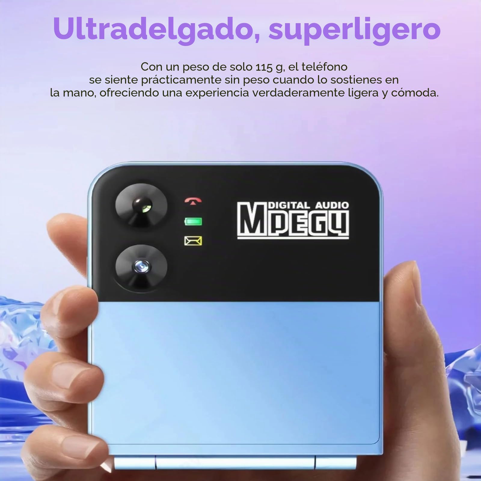 Teléfono Móvil para Personas Mayores con Tapa, Diseño con Tapa, Pantalla Dual, Botones Grandes, Marcación Rápida, Sonido Claro, Cámara HD, Linterna LED (Purple)