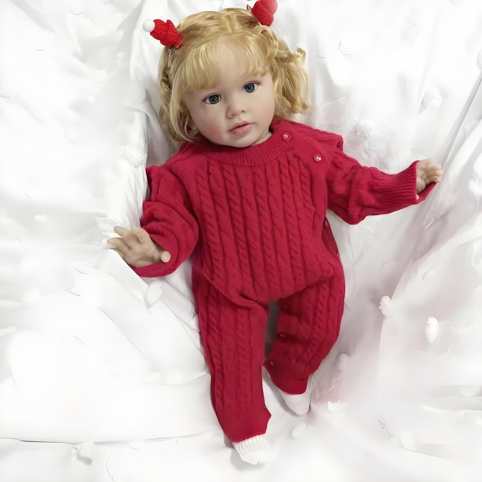 Duży rozmiar Reborn maluch lalki dziewczynka 66 cm Reborn Baby Dolls Pippa z blond kręconymi włosami, realistyczna lalka dla niemowląt