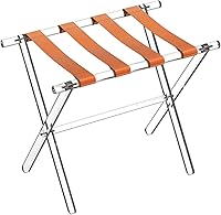 Vista 13 de Sumerflos Portaequipajes de acrílico para habitación de invitados, soporte plegable para maleta con correas de cuero para dormitorio, sala de estar