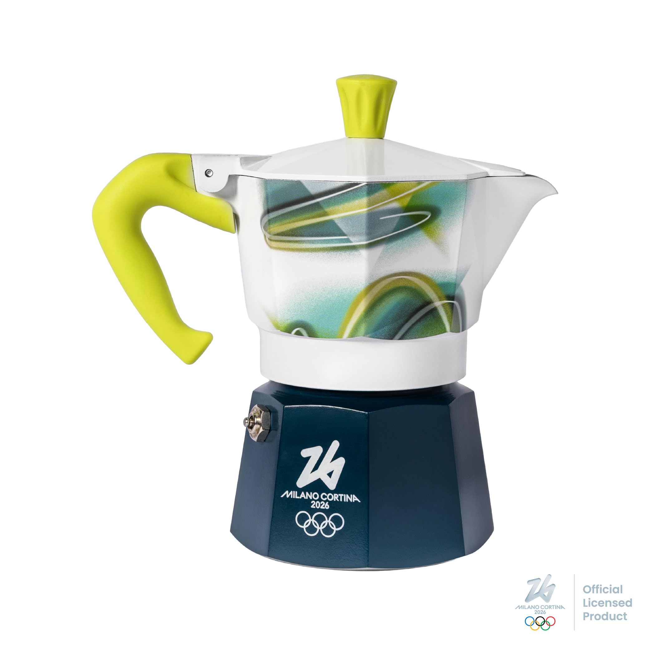 Bialetti Moka Express da 3 Tazze (130 ml) MICO, Edizione Speciale Milano Cortina 2026, Caffettiera in Alluminio, Non adatta a Induzione, Manico Ergonomico anti scottatura