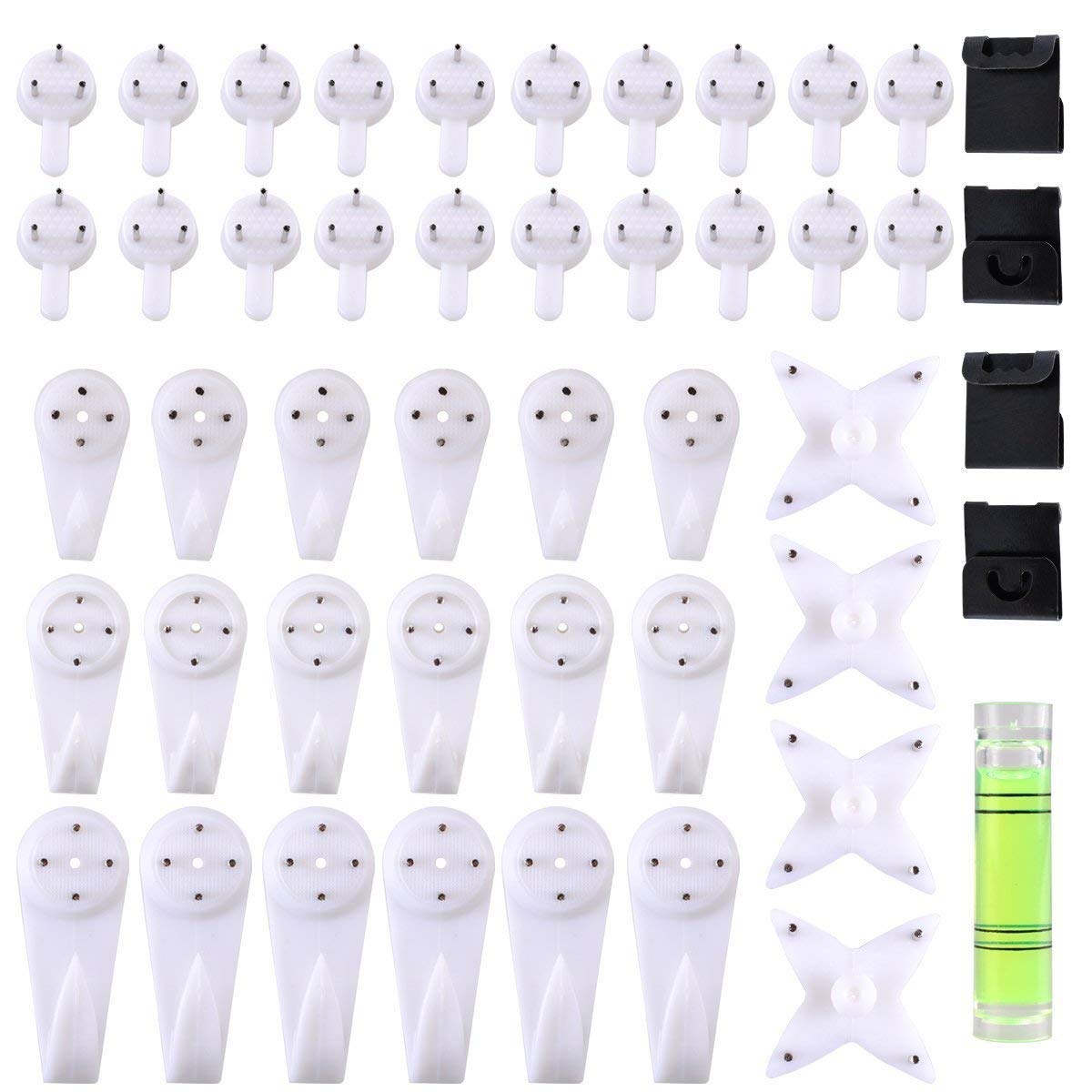 eZAKKA Non-Trace Wall Picture Hook Plastic Invisible Traceless Hardwall Drywall Picture Hanging Kit for Picture Photo Frame Hanging with Transparent Case Pack of 47