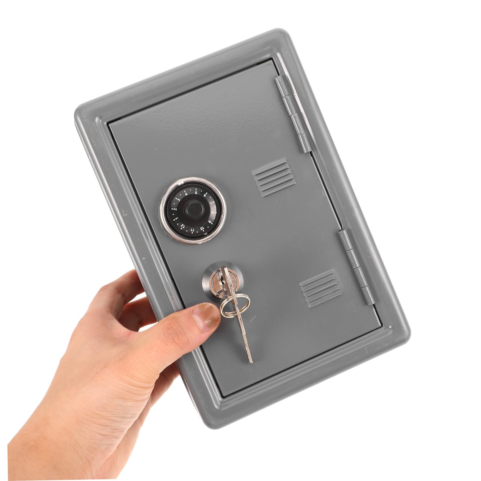 HOMSFOU Cassaforte Doppio Meccanismo di Chiusura e Sicurezza Avanzata in Ferro Argento Mini Cassaforte Portatile per Casa e Viaggio