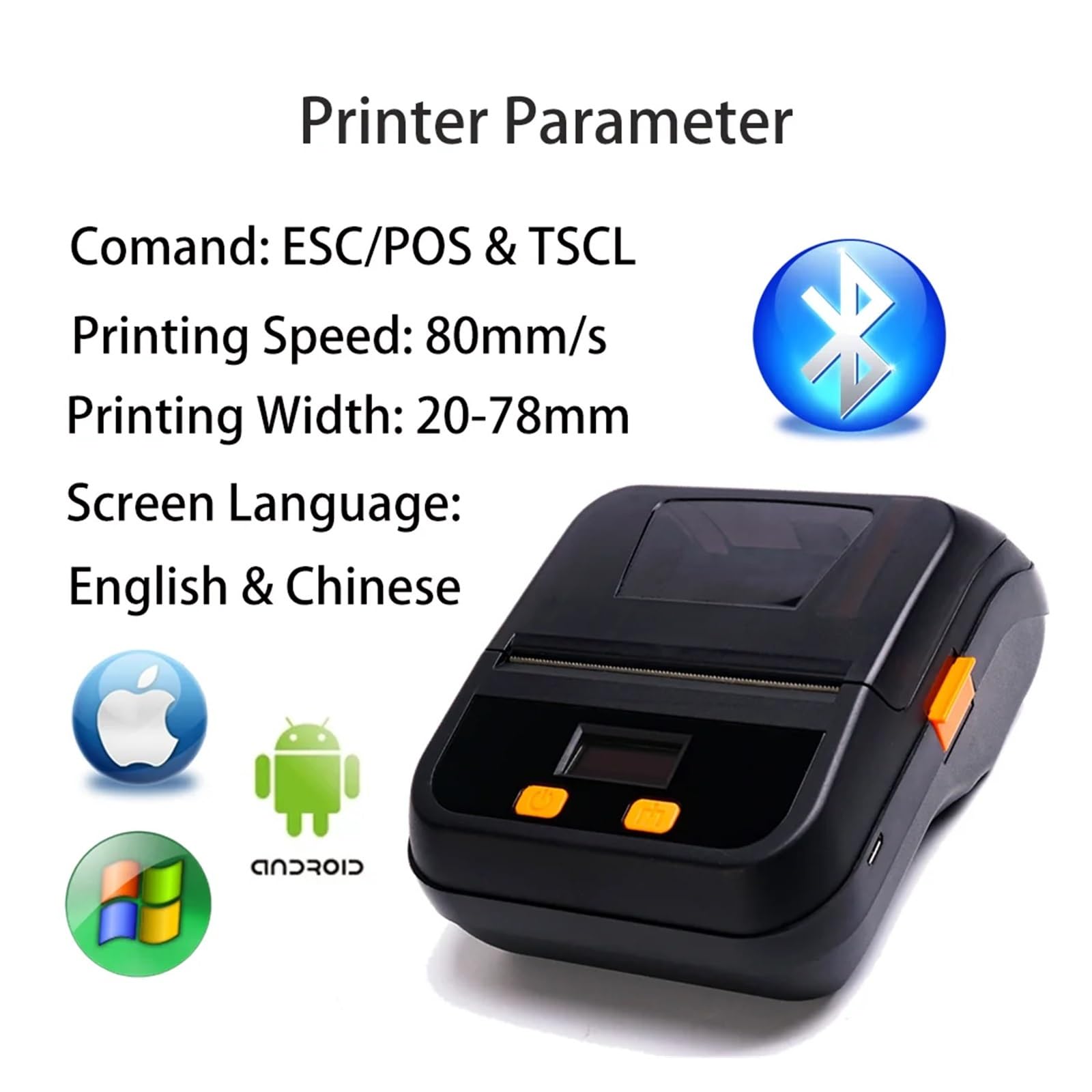 Stampanti for etichette e ricevute 2 in 1 da 80 mm, comando portatile wireless, collegate con telefono computer, mini stampante termica for di carta