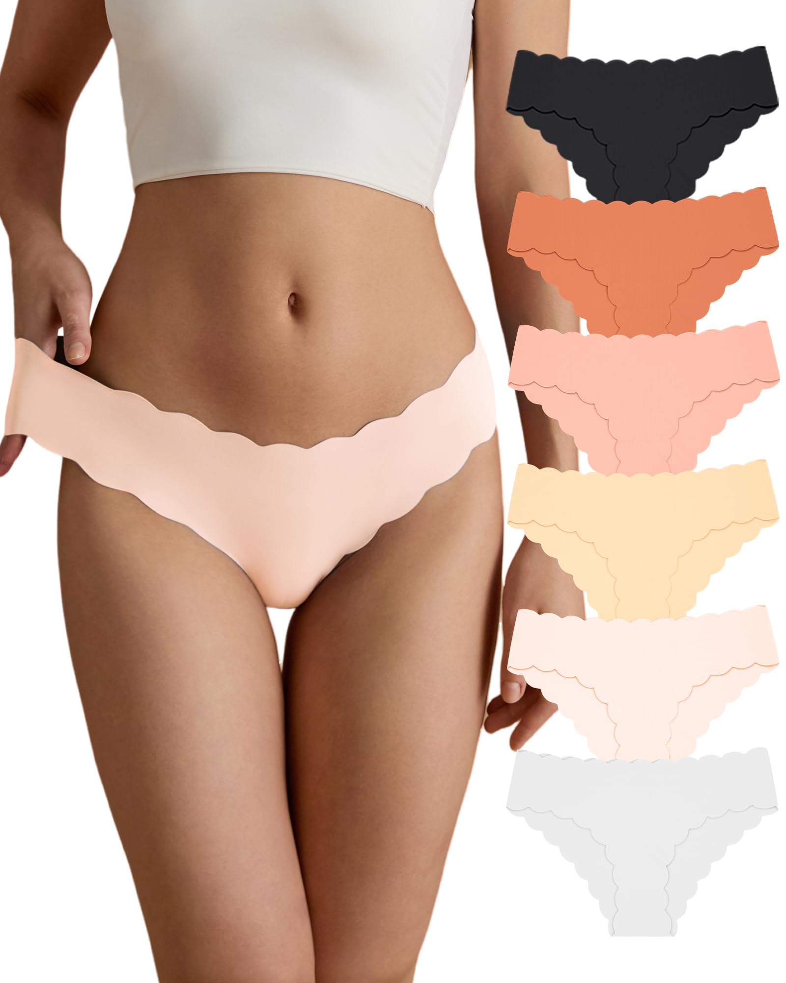 SHARICCA Damen Unterwäsche Nahtlos Slips Stretch Hipster Brazilian Slips Unsichtbar Weich Höschen Panties Streifen Bikinis Unterhosen für Frauen Mehrpack