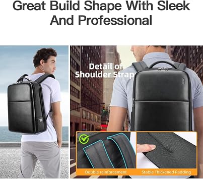 BOPai Laptop Backpack Men for 15.6 inch Business Smart Professional Lightweight Backpack with USB Charging Office Commuter Computer Rucksack Executive Anti Theft Black