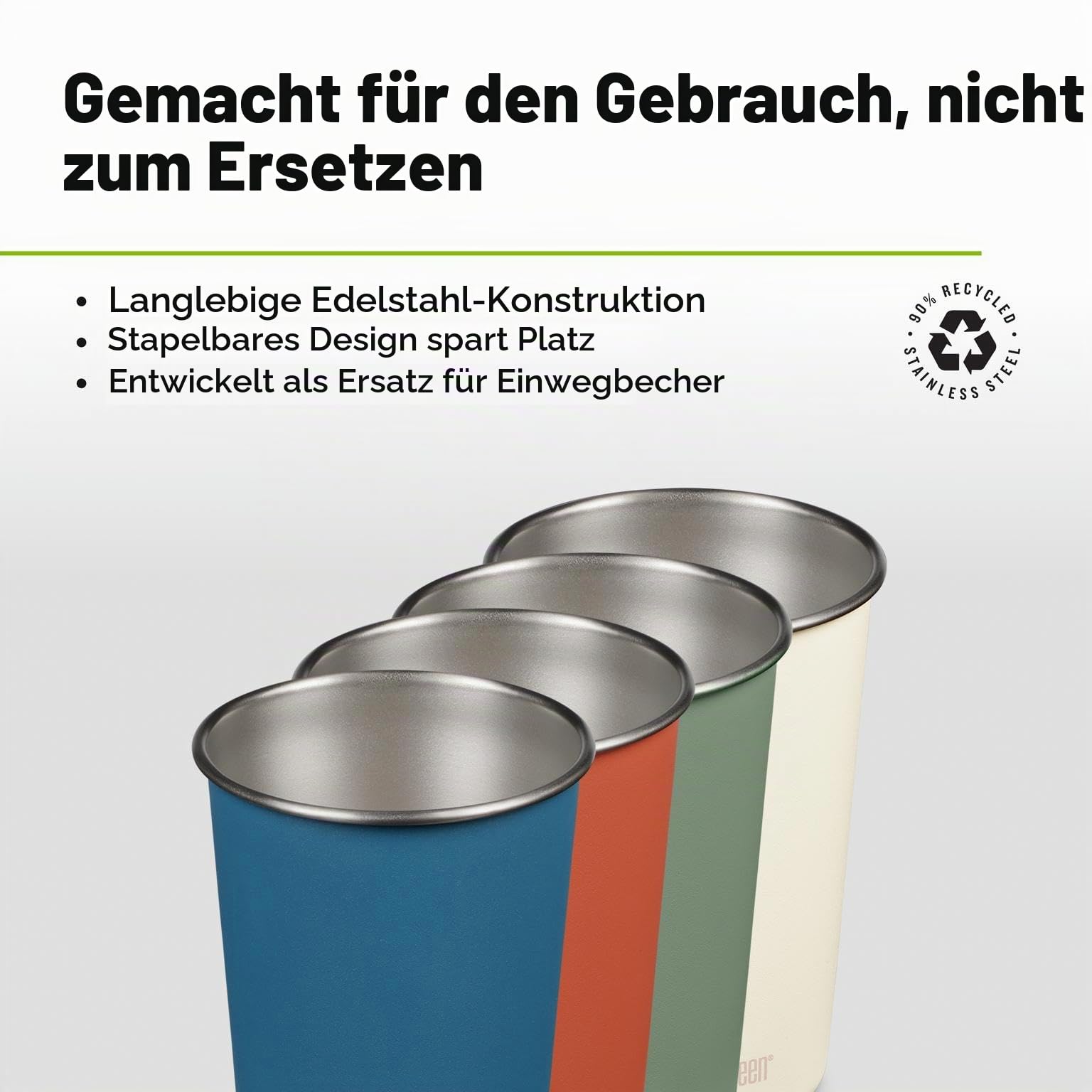 Klean Kanteen 4er Set Pint Cup aus Edelstahl, Einwandig, in verschiedenen Farben, 473ml, 1010588, Partake