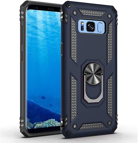 Dishibei Funda de grado militar para Samsung Galaxy S8 Plus de 6.2 pulgadas, 360 pulgadas, anillo giratorio de metal con soporte de soporte,