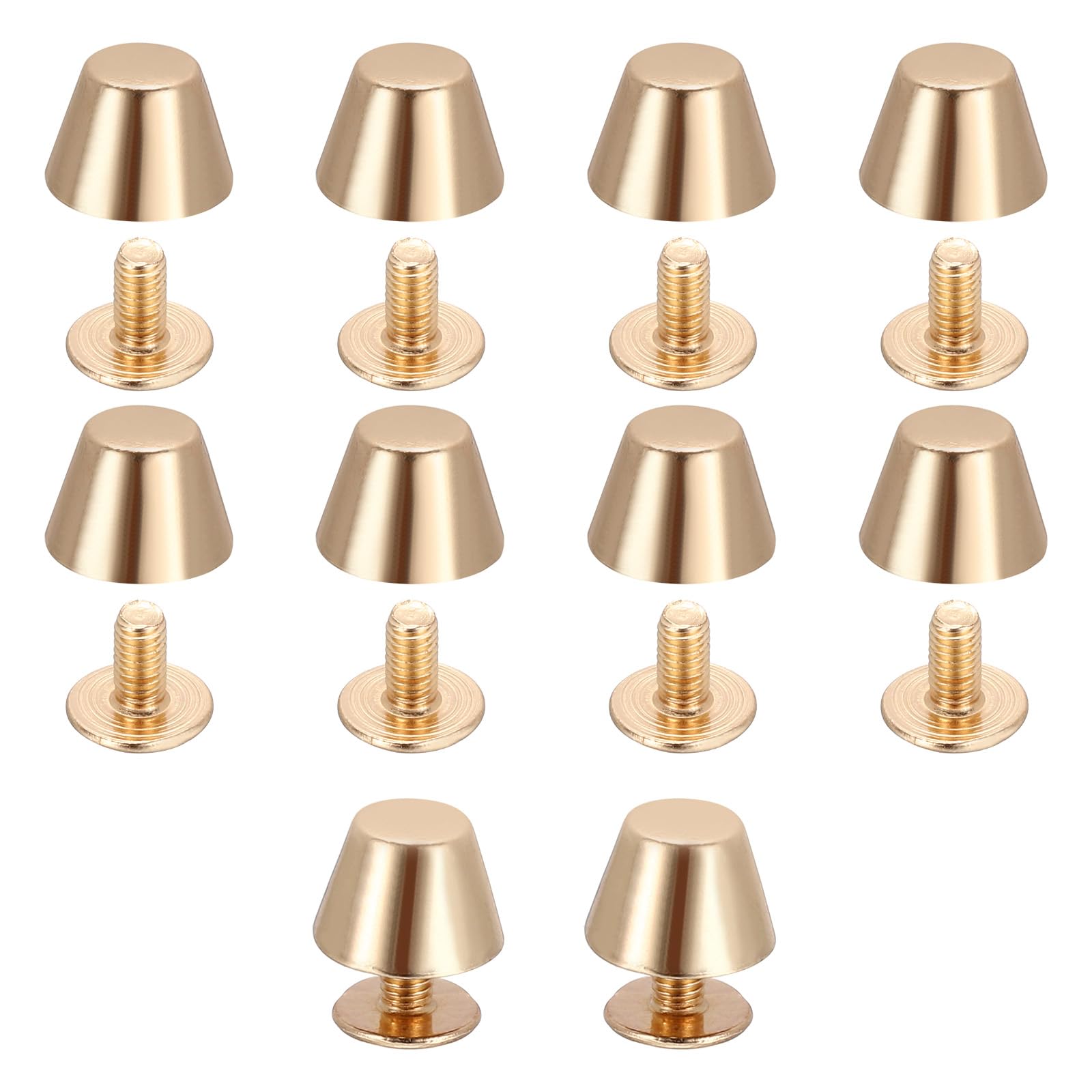 sourcing map 10 Sets Rivets Stud Handbag Purse Feet 10mm / 3/8" Screw Back Spikes Nailhead Flat Head Stud Rivet Buckle Leathercraft for Leather DIY Collar Belt Bag Totes, Gold Tone — image 1