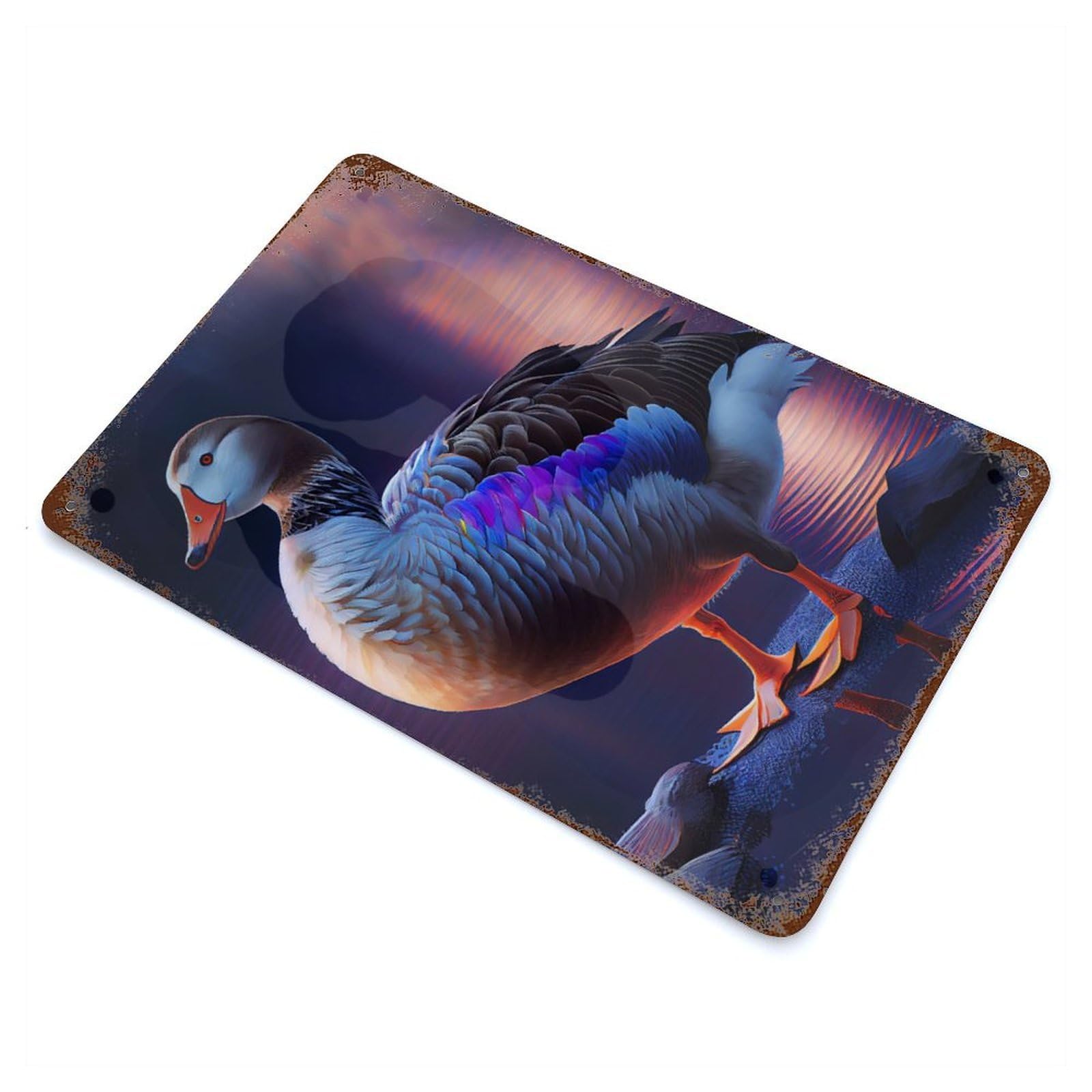 Farm Duck Oil Paint Aged Metal Wall Plaque 11.8"x7.9", Old School Wall Decor for Garage, Pub Or Kitchen