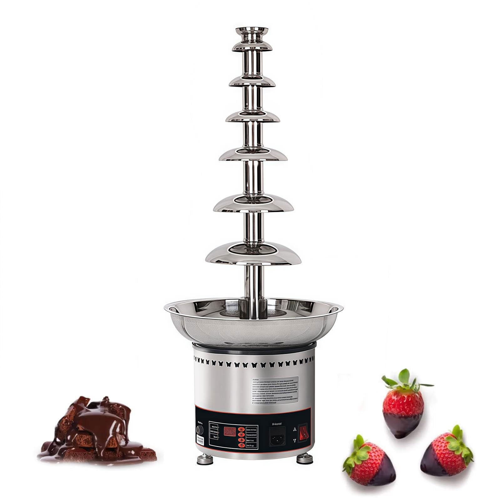 Fondue Czekoladowe Fondue - Stal nierdzewna z przezroczystą akrylową osłoną przeciwpyłową, regulowana temperatura na imprezę, ślub, bufet, 7-poziomowy gospodarz