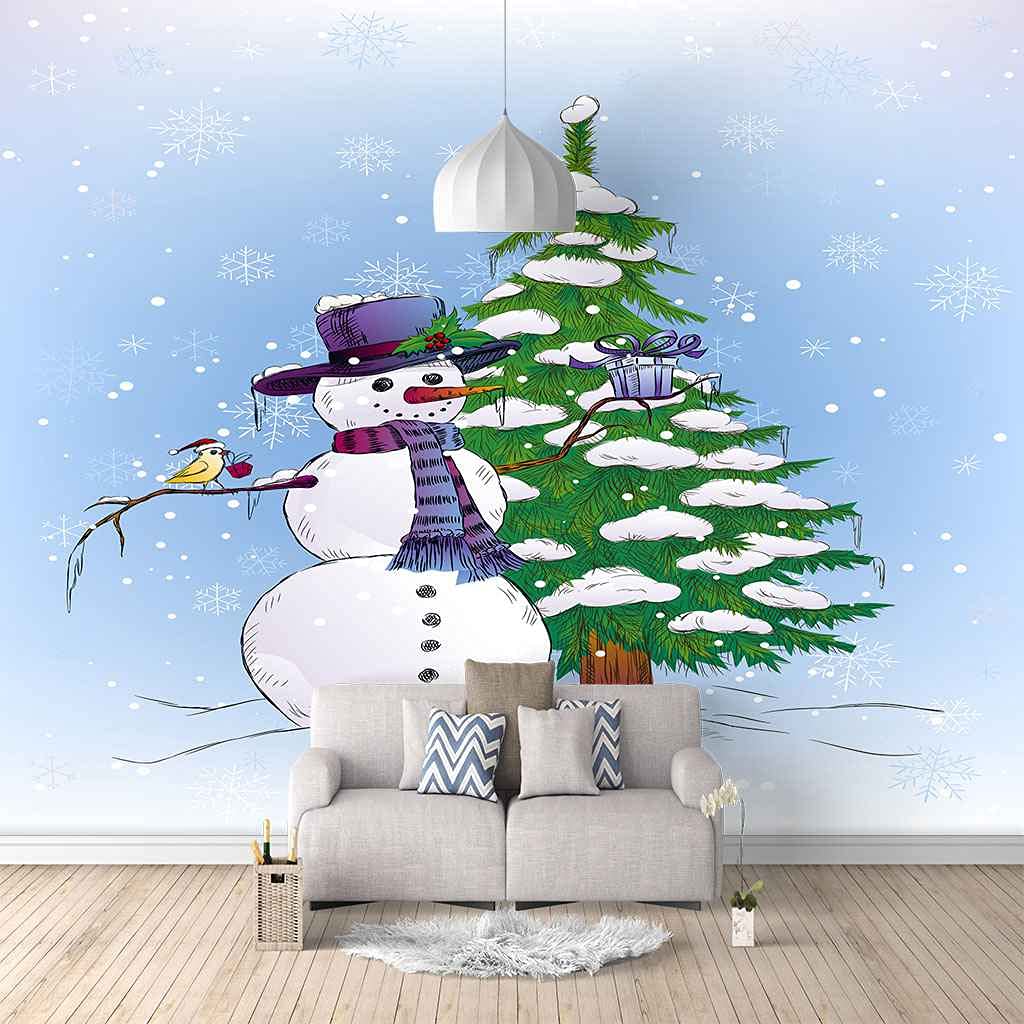Papier Peint Panoramique 3D Toile Auto-adhésive Noël Décoration Salon 250x175