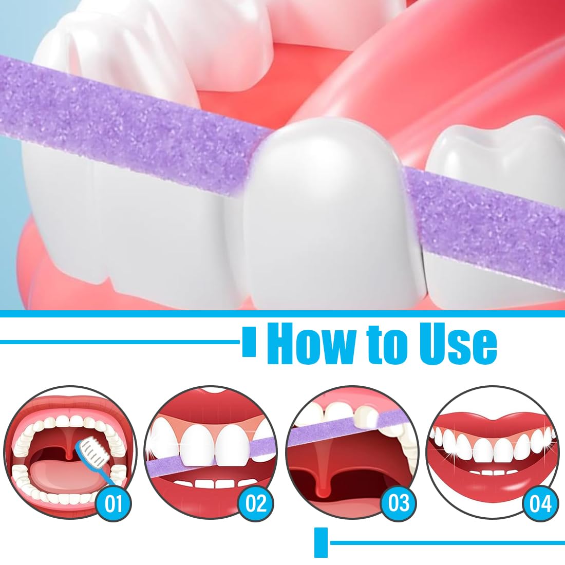 60 Pezzi Carta Abrasiva Dentale per Spazi Vuoti, Carta Vetrata per Dentisti, Strisce Abrasive Interdentali, Carta Abrasiva Dentale, Lucidatura Dei Denti, Finitura Lucida, Strisce Sbiancanti Denti