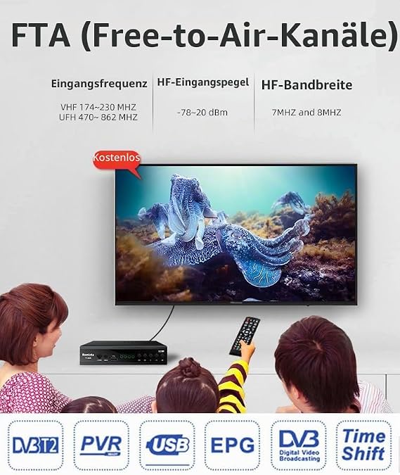 Romicta DVB-T2 Receiver & Kabel-Receiver DVB-C – H.265 HEVC FTA Full HD 1080P PVR USB HDMI Timeshift SCART Digitaler Terrestrischer TV-Tuner Keine Unterstützung für Freenet TV und Satelliten