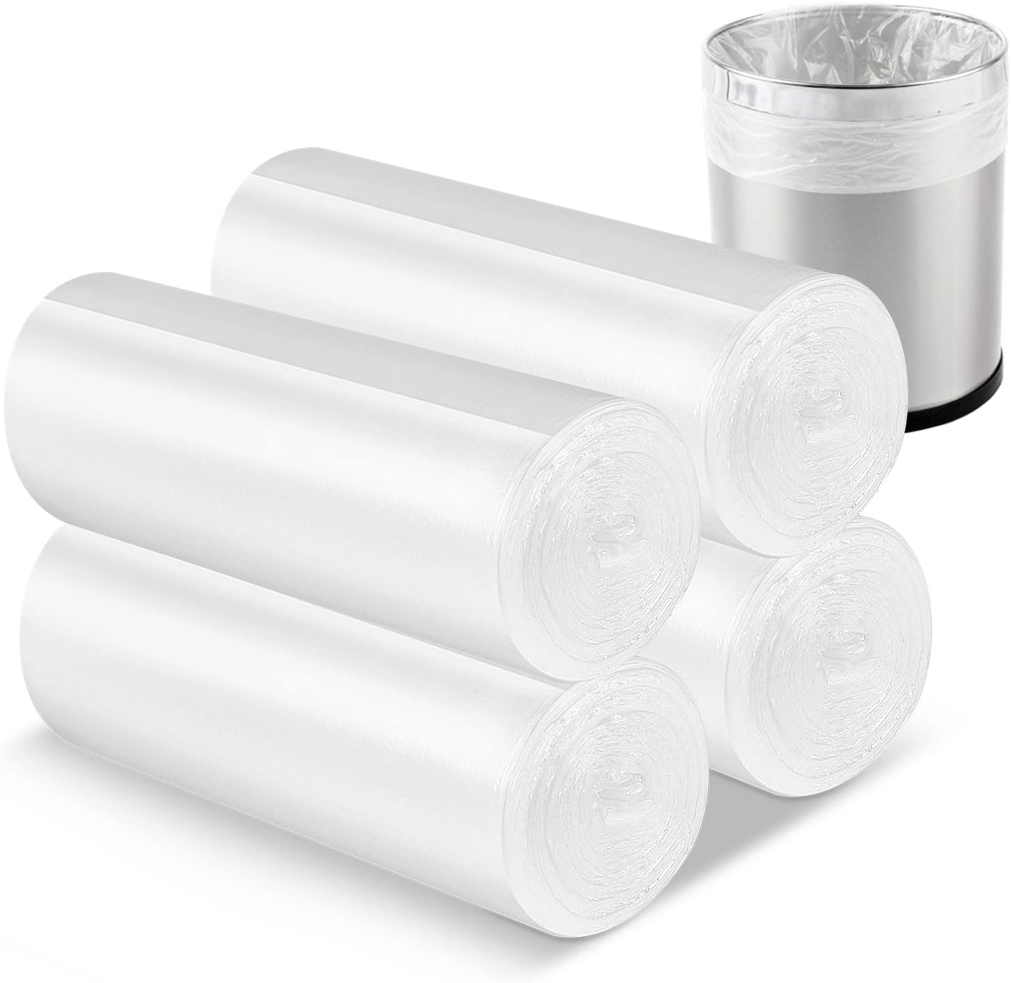 6 Gallon Small Clear Office Trash Bags, Wastebasket Trash Can Liners, Garbage Bags