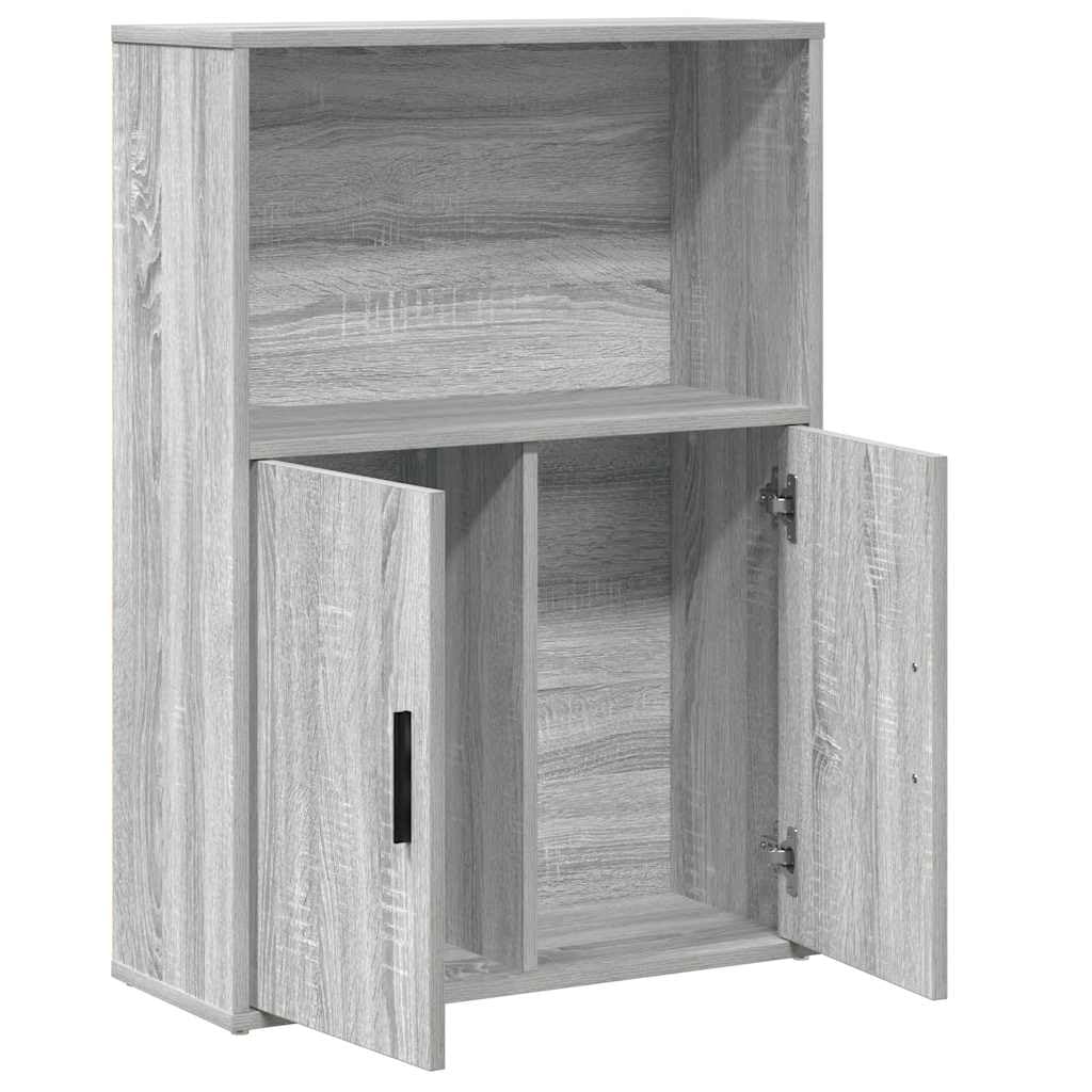 Bibliothèque de Salon Étagère àLivres Meuble de Rangement avec Portes et Compartiments Armoire en Bois d'Ingénierie pour Bureau et Entrée Gris Sonoma 60x24x85 cm