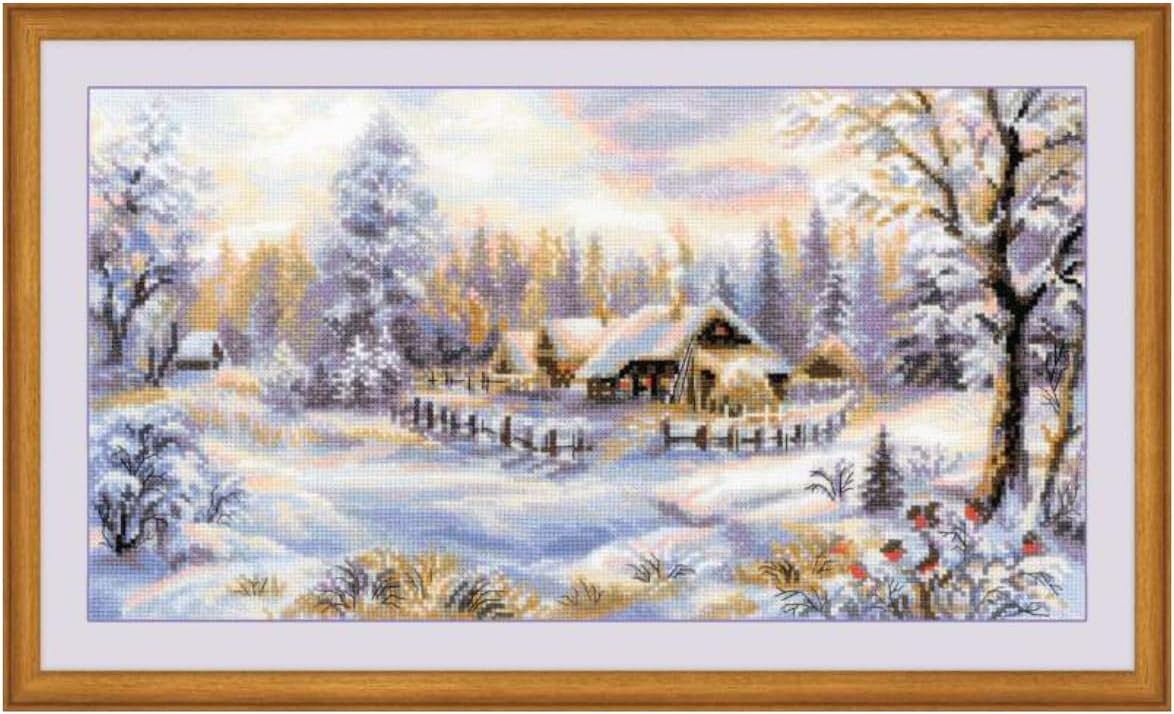 RIOLIS 1427 - Winter Evening - Counted Cross Stitch Kit 16"X9" Zweigart 14ct. White AIDA 27 Colors