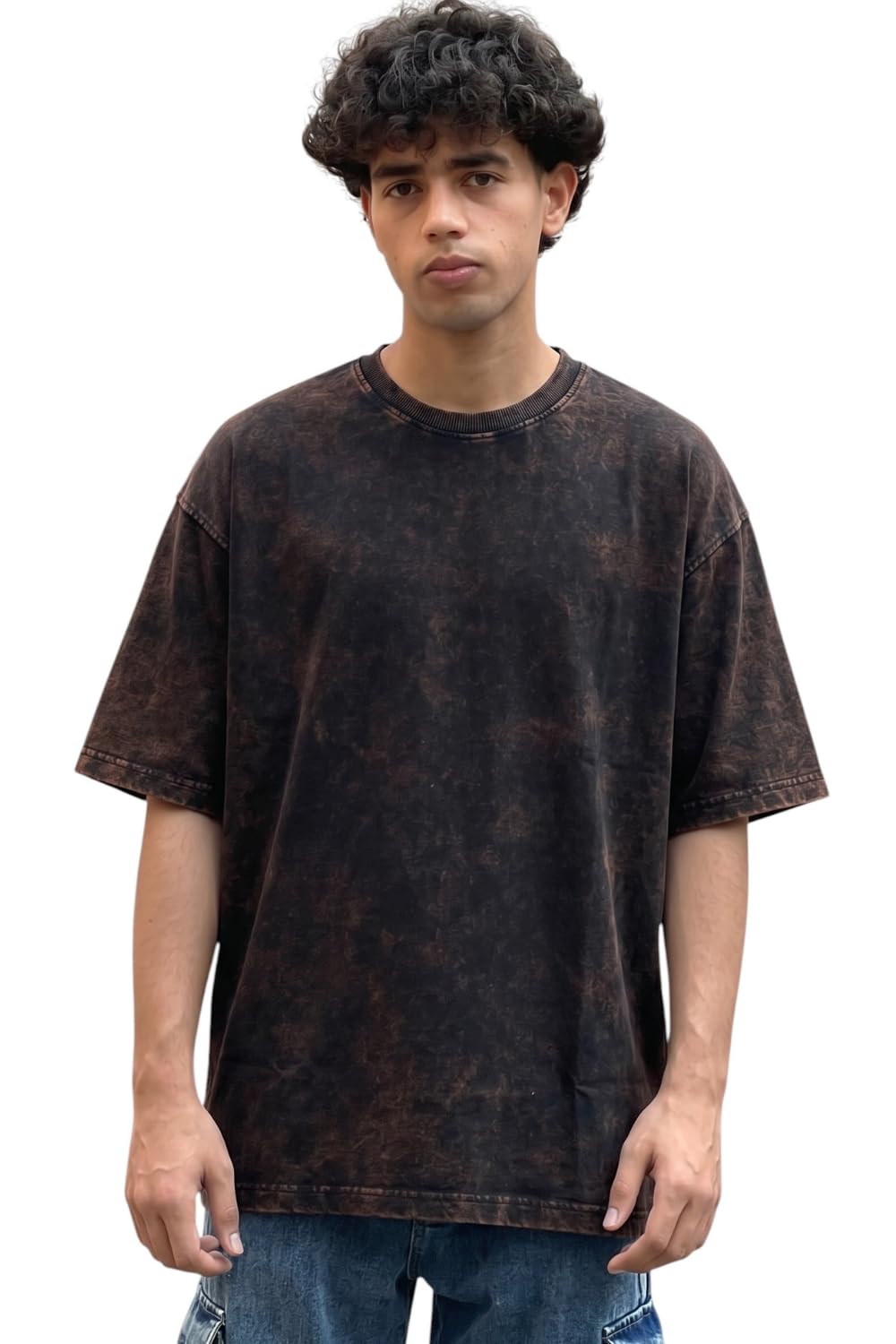 boffi ... 100% Cotton Oversized T-Shirt Unisex Drop Shoulder Dye Washed Street Look Black Pack of 1 discount deal