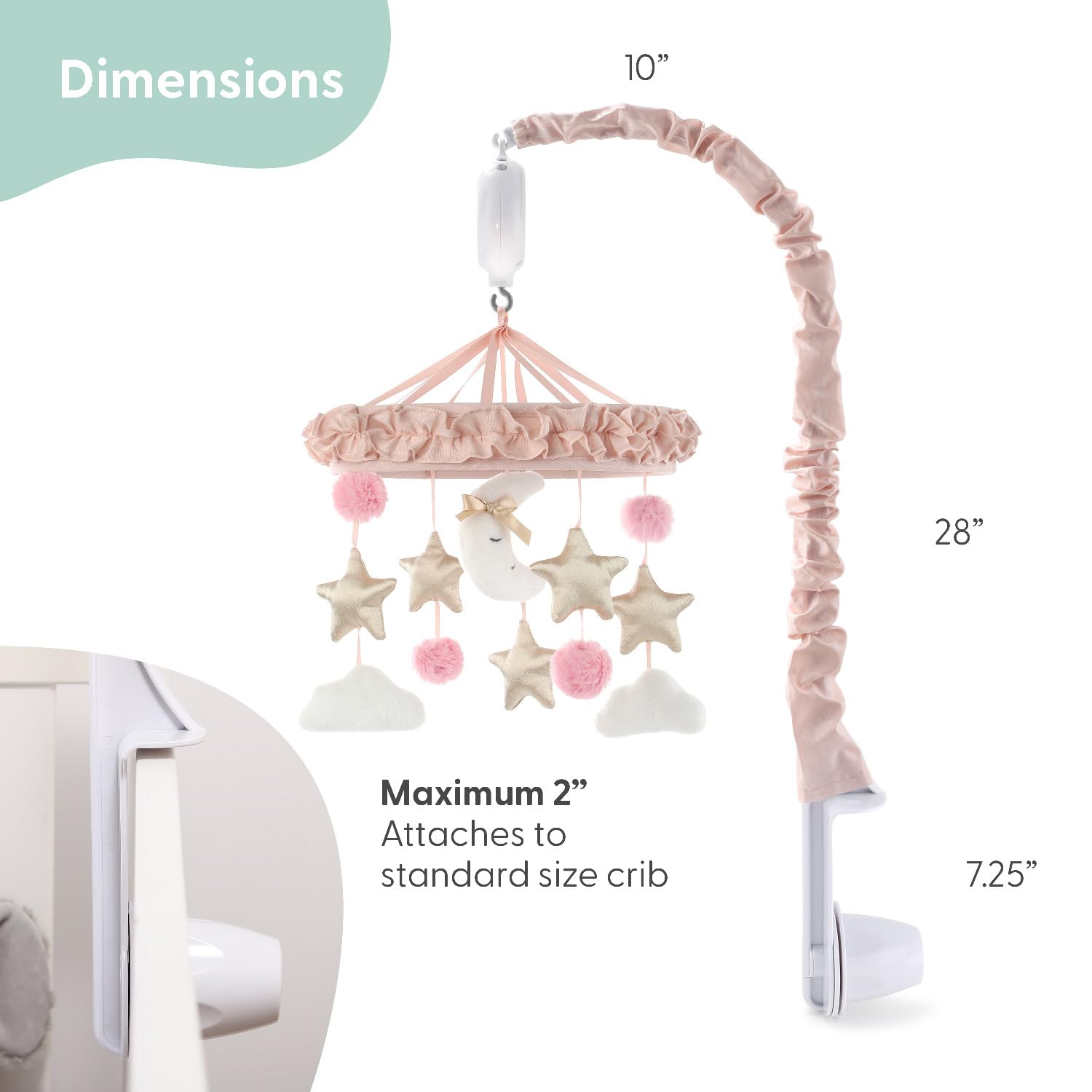 The Peanutshell Móvil de cuna para niñas – Cuna móvil musical para bebé con 12 canciones de cuna y control de volumen, decoración de guardería rosa celestial, bonitos accesorios para guardería