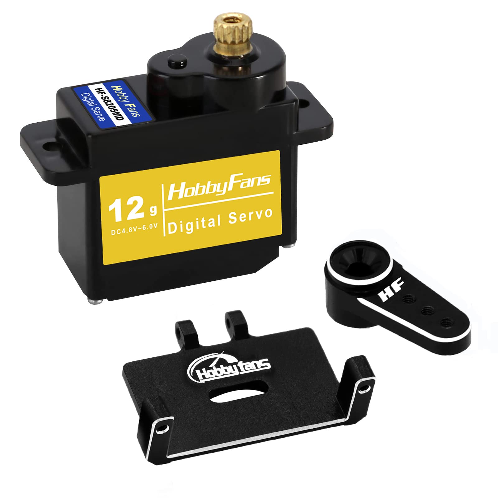 Hobby Fans RC Servo Steering Servo, 12g Digital Servo with Metal Servo Mount Bracket and 15T Arm for RC Axial SCX24 Car Boat Model Upgrade Parts