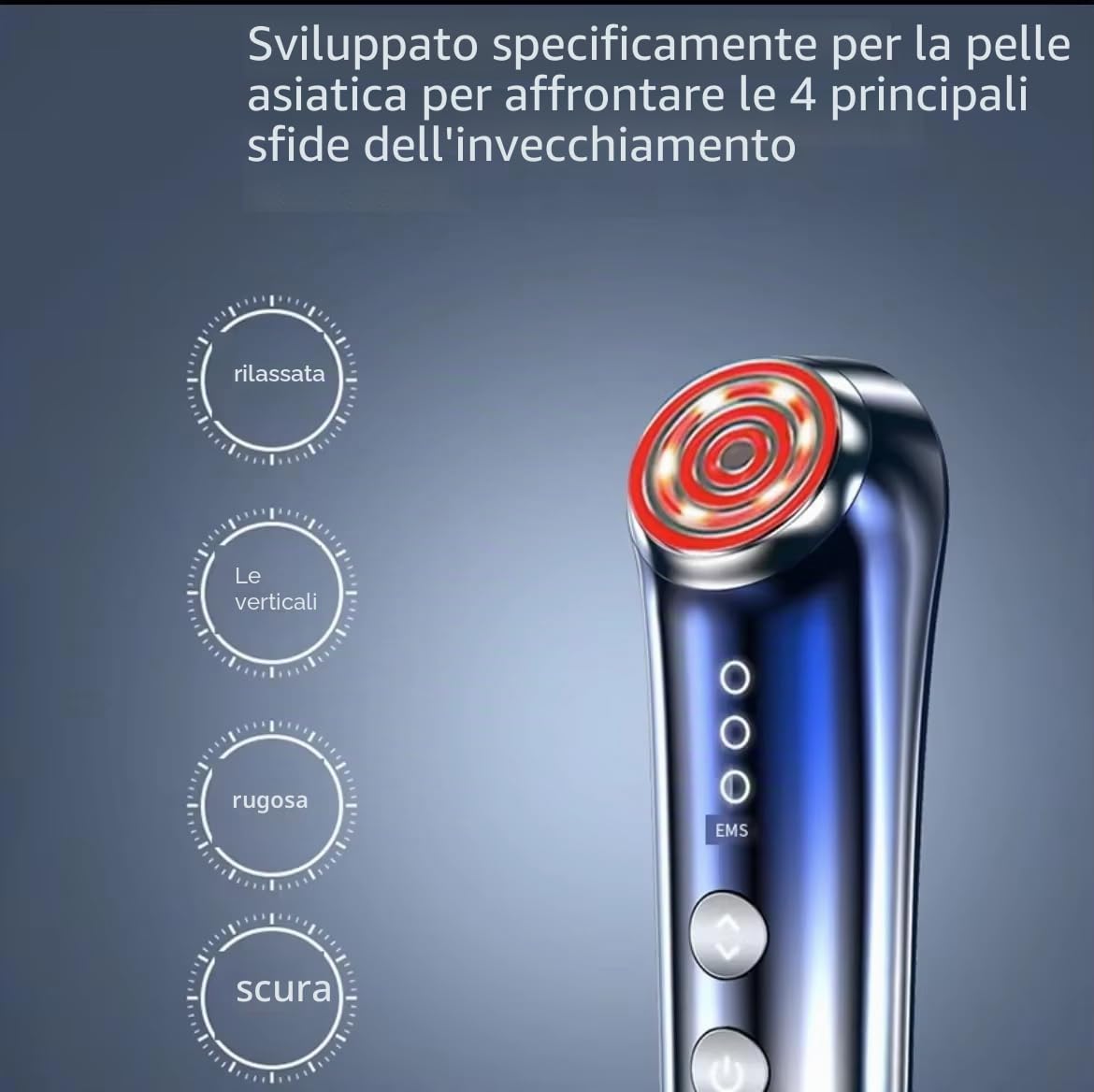 Dispositivo a Radiofrequenza Professionale Massaggiatore Viso Multifunzionale Antirughe di Bellezza EMS Lifting Anti-Età Anti-Acne, Massaggiatore Facciale Elettrico Pulizia Profonda