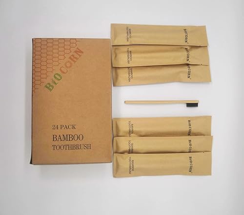 Miniatura 1 de BIO CORN Cepillo de dientes de bambú madera natural ecológico natural cepillos de dientes de carbón biodegradables sellado individualmente paquete