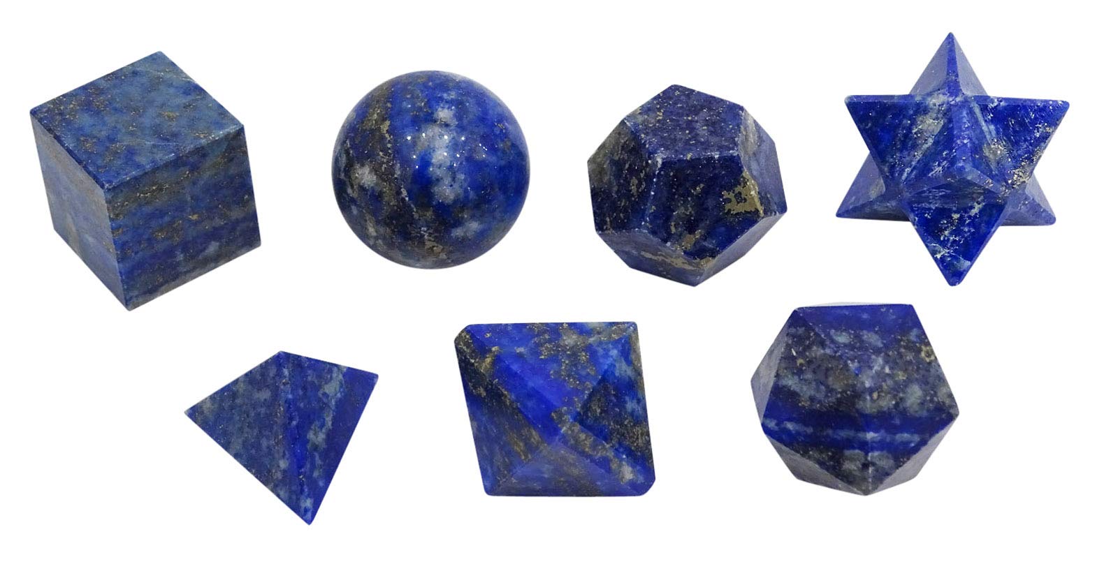 Harmonize Lapis Lazuli Stone 7 Pieces Sacred Geometry Sets Reiki Healing Crystal Spiritual Gift