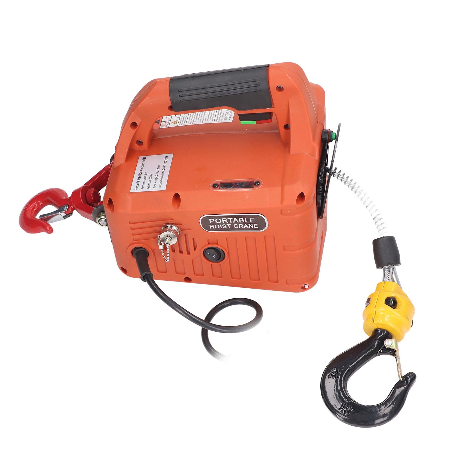 Grúa Elevadora de Polipasto Eléctrico Grúa de Cabrestante Eléctrico Portátil con Controles Remotos Capacidad Máxima de 500 kg. Torno de Elevación del Motor de la Serie 1500W