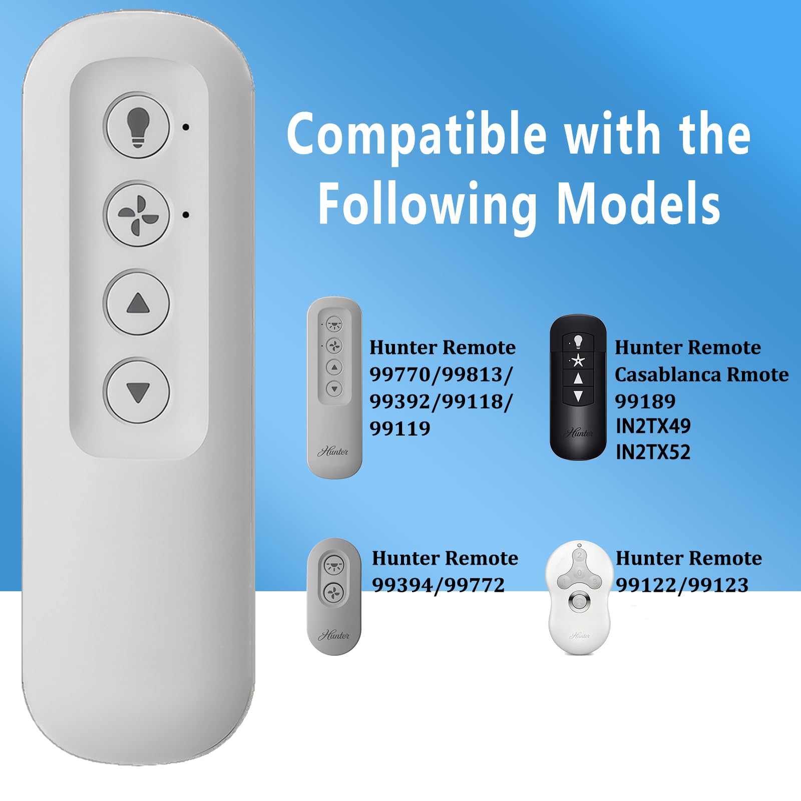 Mando a distancia para ventilador de techo con regulador de luz, 3 velocidades, soporte de pared, compatible con Hunter 99770 99392 99118 99123 99188