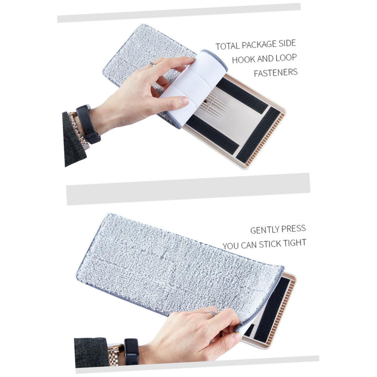 VALICLUD Fregona Plana Push Mop con Cubo Accesorios de Limpieza Doméstica Fibra Premium y Acero Inoxidable para Suelos Paredes y Esquinas Fácil Almacenamiento y Uso