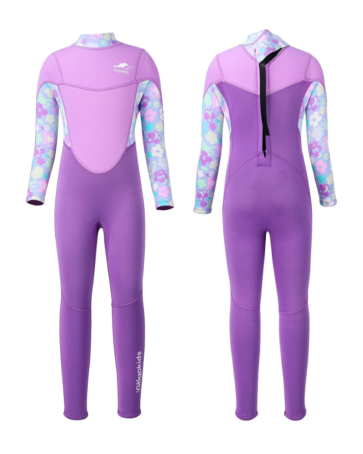 Gogokids Kids Wetsuit Long Sleeve 2.5mm - Boys Girls Neoprene Swimming Wetsuit with UV Protection 50+ & Back Zipper, Warm Full Wetsuit for Children, for Swimming Surfing Beach