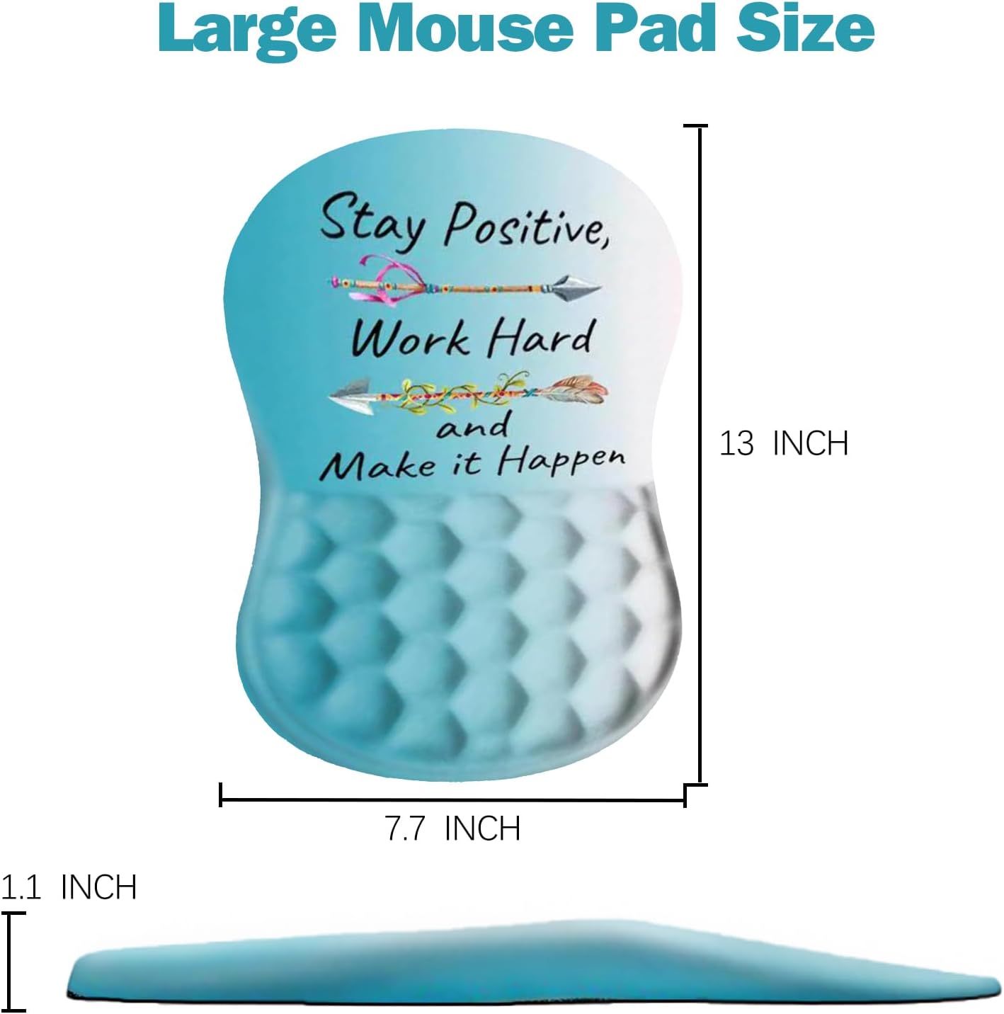 DINKY Ergonomic Mouse Pads Wrist Support, Entire Memory Foam with Anti-Slip PU Base, Pain Relief Mouse Mat with Wrist Rests Easy Typing for Computer Laptop, Home and Office(Inspirational Quote)