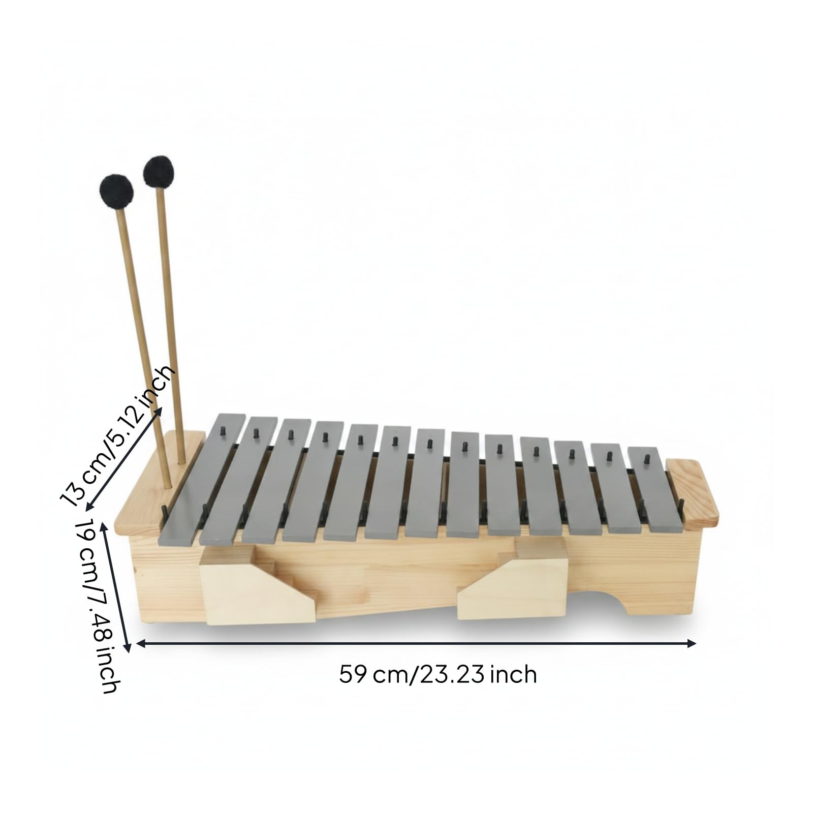 Corpo in Legno di Pino Strumento Musicale Xilofono 13 Note Facile da Imparare, Xilofono Con Risonanza Acuta