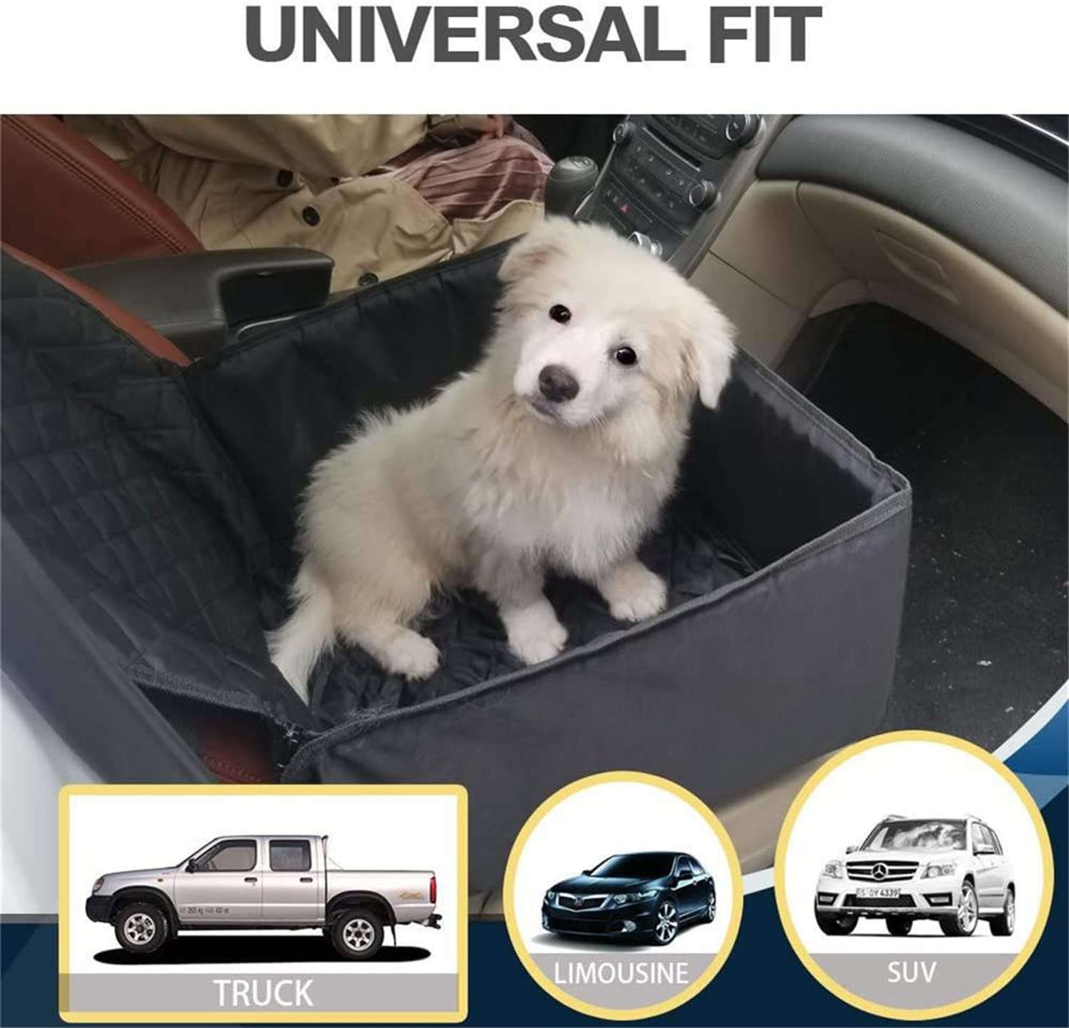 WANGCL Hunde Sitzbezug Einzel Wasserdicht Auto Booster für Hunde Haustier Autobedarf Pet Booster Sitz für Rücksitz 2 in 1 Vordersitz Matte Booster Sitz