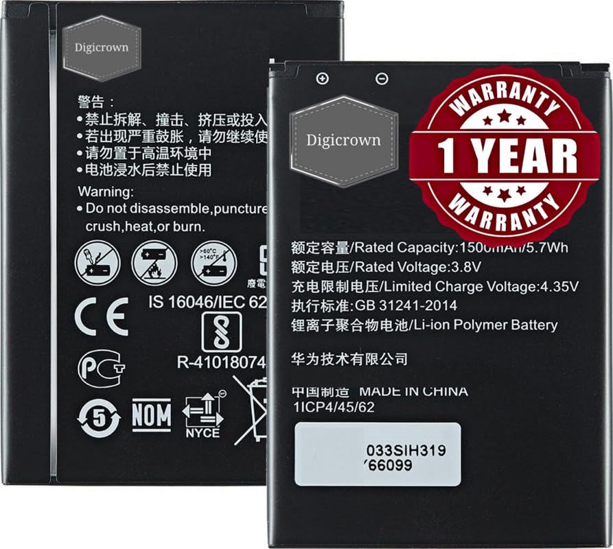 Image of Digicrown Original Battery Compatible for Huawei Airtel Vodafone Router 4G Hotspot Battery - 1 Year Warranty - 1500mAh (Compatible for Airtel 4G Dongle)