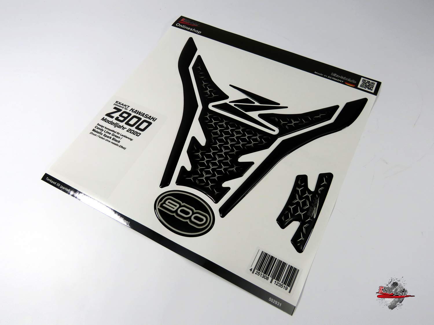 BIKE-label Tankpad Transparent Schwarz kompatibel für Kawasaki Z900 502931VA