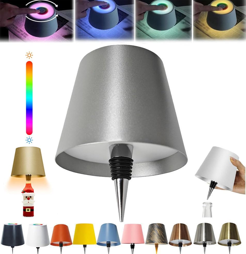 oddmmo Wireless Bottle Lamp, 2024 New Wireless Wine Bottle Light with Colorful Dimming, Rechargeable Touch Control Wine Bottle Lights, New LED Desk Lamp for Bedroom, Restaurant & Bar
