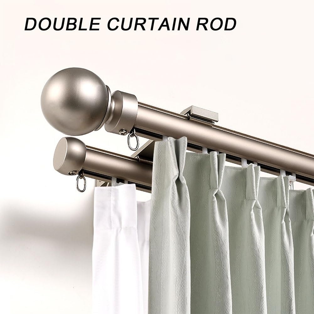 Tringle à Rideaux au mur, Tringle à Rideau avec Embouts à Boule avec Supports, Tringle à Rideaux pour séparateur de pièce, Salon(Gris,2.30 m (7.5 ft))