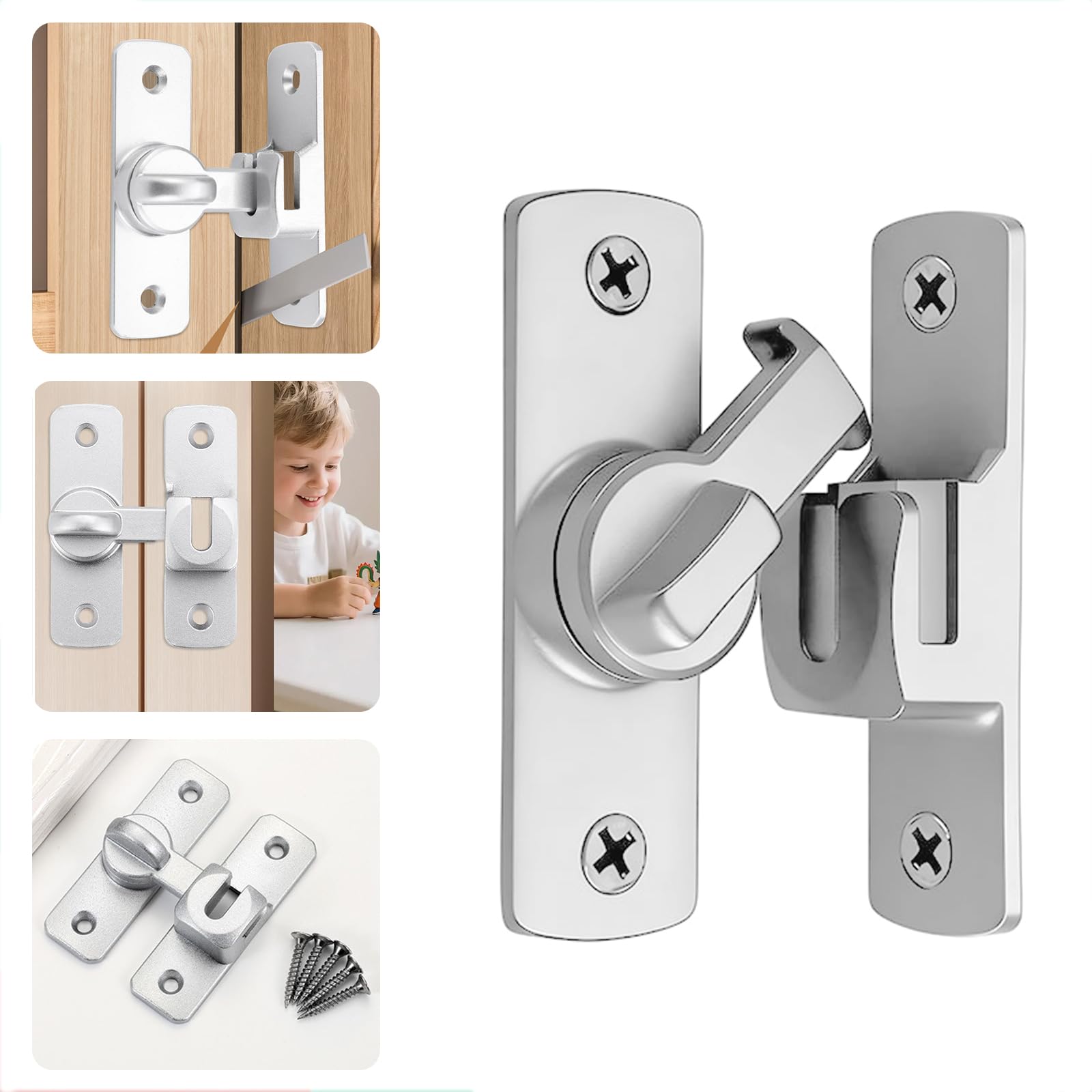 Sliding Door Cabinet Gate Lock Latch Locks Security for Barn Doors, 2 Pcs