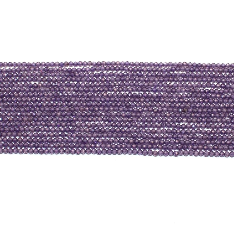Perline Rondelle sfaccettate da 2 mm-2,5 mm con zirconi viola, perline con zirconi di qualità AAA, filo da 13'', perline da 2 mm, perline per creazione di gioielli A-1-792 (confezione da 5)