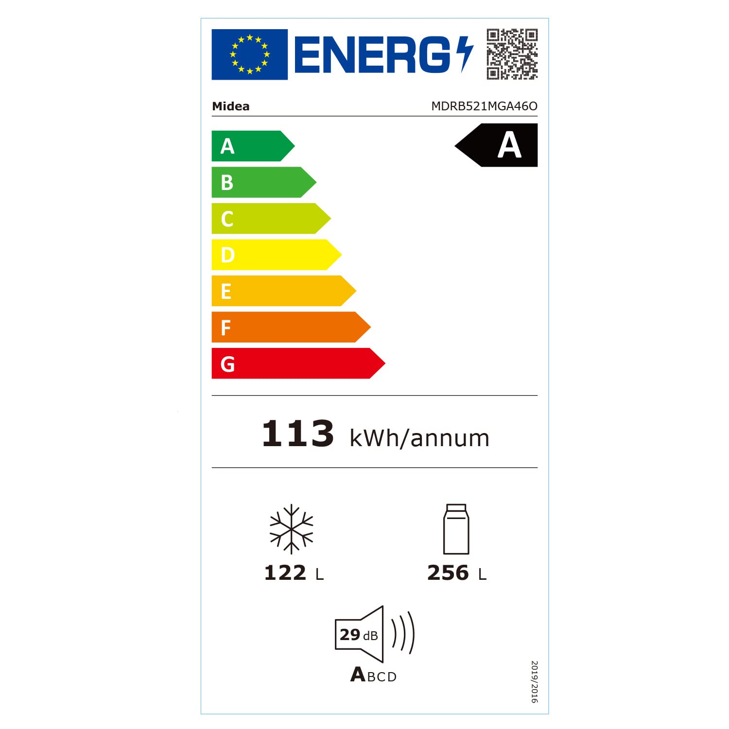 Midea MDRB521MGA46O Fridge/Freezer Combination/NoFrost/Inverter ...