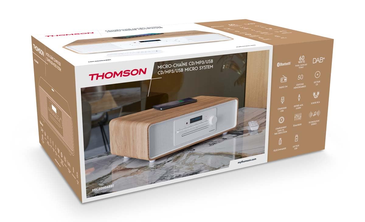 Microsistema Bluetooth - THOMSON - CD/MP3/USB/Radio FM/DAB+ - 75W - Display LCD - Telecomando