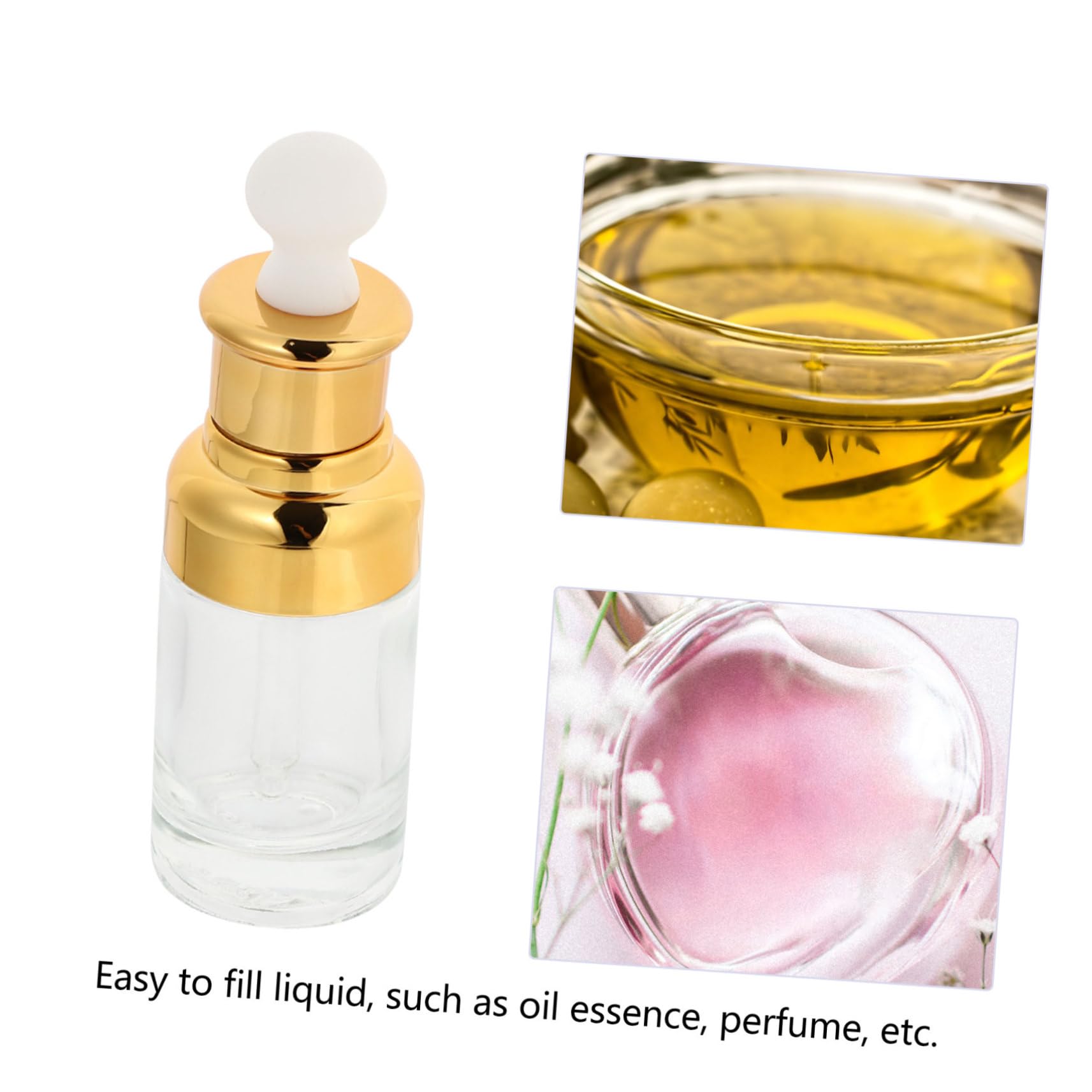 10 Frascos Cuentagotas de Vidrio Dorado de 50ml, Portátiles Prueba de Fugas para Viaje, para Aceites Esenciales y Perfumes